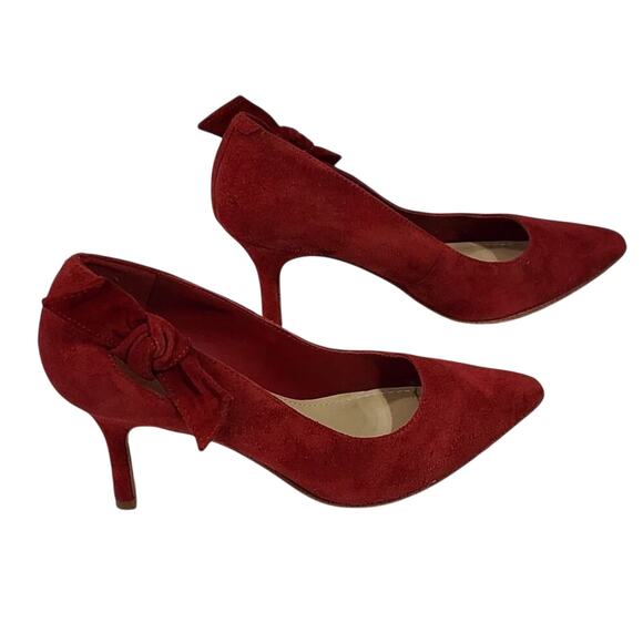 Marc Fisher Thunder red suede leather bow and cut out detail heels size 6.5‎ - Picture 4 of 9